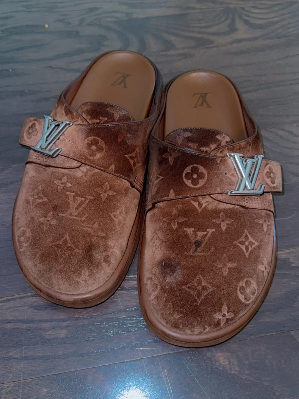 Louis Vuitton Brown Monogram Velvet Slip-On Mules